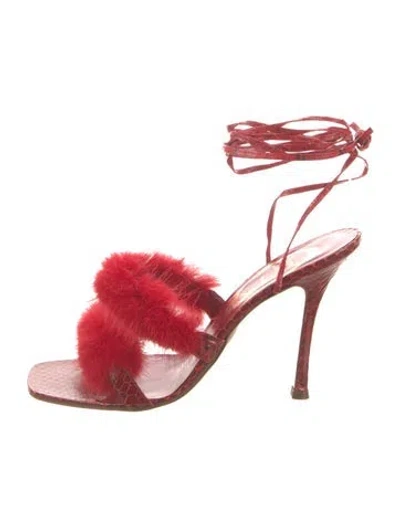 Pre-owned René Caovilla Leather Sandals In Red