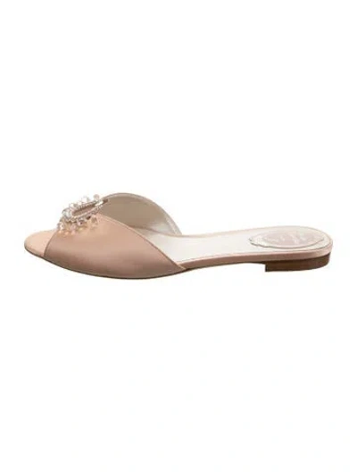 Pre-owned René Caovilla Leather Slides In Pink