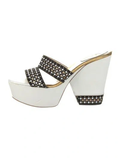 Pre-owned René Caovilla Leather Slides In White