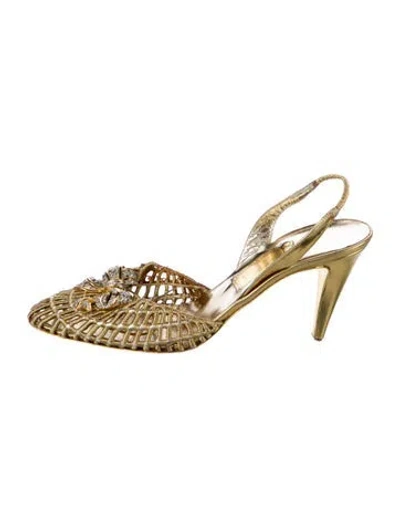 Pre-owned René Caovilla Leather Slingback Pumps