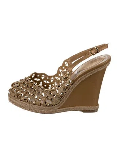 Pre-owned René Caovilla Leather Slingback Pumps In Gold