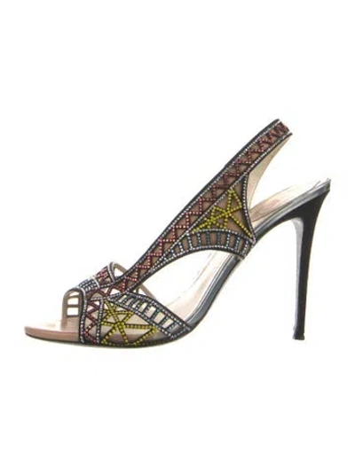 Pre-owned René Caovilla Leather Slingback Sandals