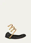 René Caovilla Juniper 10 Lambskin Serpent Detail Ballerinas In Black