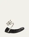René Caovilla Rene Caovilla Juniper Ballerina Flats In Black Lamb Silver Metal Snake
