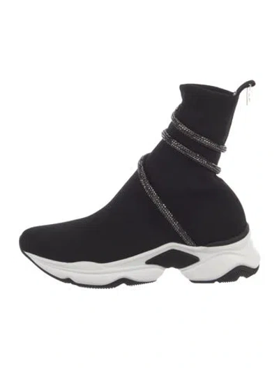 Pre-owned René Caovilla Leather Sock Sneakers In Black