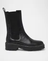 René Caovilla Leather Strass Combat Booties In Black