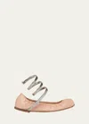 René Caovilla 10mm Juniper Leather Ballerina Flats In Skin Lamb Silver