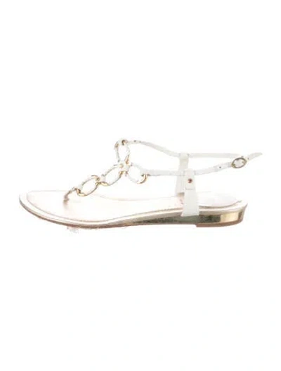 Pre-owned René Caovilla Leather T-strap Sandals In Gold