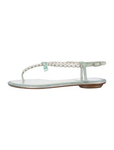 Pre-owned René Caovilla Leather T-strap Sandals In Multicolor