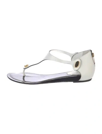 Pre-owned René Caovilla Leather T-strap Sandals In White