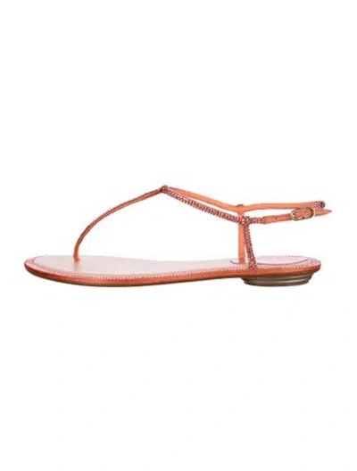 Pre-owned René Caovilla Leather T-strap Sandals In White