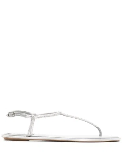 René Caovilla Light Grey Crystal Sandals