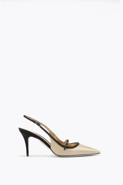 René Caovilla Lily Black And Champagne Slingback 80 In Multi