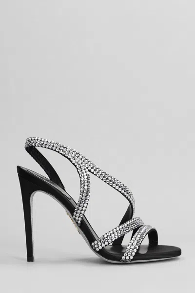 RENÉ CAOVILLA LISA SANDALS IN BLACK SATIN