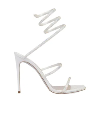 René Caovilla Cleo 105 Crystal-embellished Satin Sandals In White