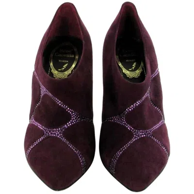 Pre-owned René Caovilla Rene Caovilla Low Boots In Purple Suede And Rhinestones Size 36eu