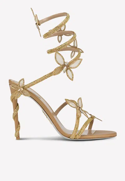 René Caovilla 105mm Margot Sandals In Gold