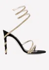 René Caovilla Renè Caovilla Margot Sandals In Suede With All Over Rhinestones In Black