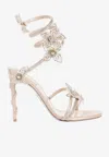 René Caovilla Margot 105 Crystal-embellished Sandals In Gold