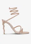 René Caovilla 110mm Crystal-embellished Spiral-wrap Sandals In Pink