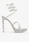 René Caovilla Margot Crystals Gray Platform Sandal 130 In Gray