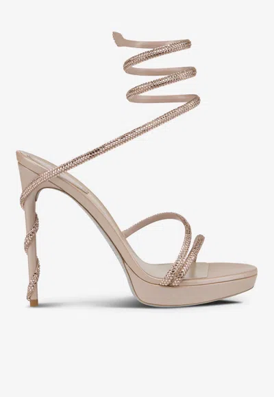 René Caovilla Margot 120 Crystal-embellished Sandals In Nude