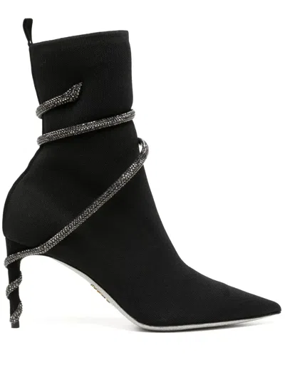 René Caovilla Margot 60mm Leather Boots In Black