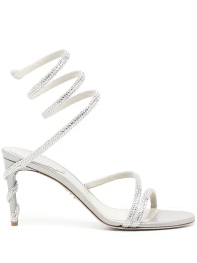 René Caovilla Margot 80mm Crystal-embellished Sandals In Silver