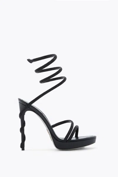 René Caovilla Margot Black Platform Sandal 120