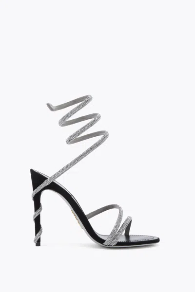 René Caovilla Margot Black Suede And Silver Sandal 105