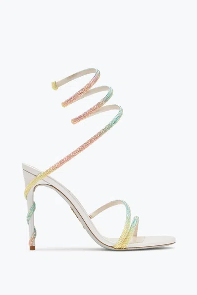 René Caovilla Margot Burano White Sandal With Degradé Crystals 105