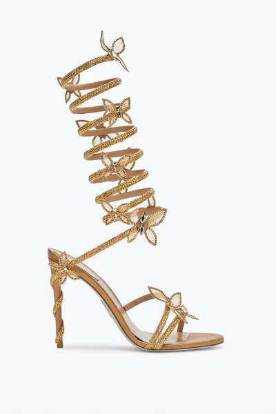 René Caovilla Margot Butterfly Crystal Gold Sandal 105