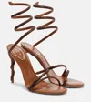 René Caovilla Margot Crystal-embellished Satin Sandals In Brown
