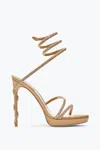 René Caovilla Margot Crystal Gold Platform Sandal 120 In Gold