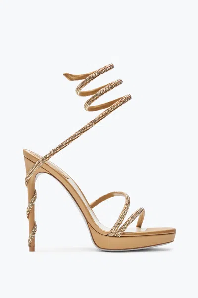 René Caovilla Margot Crystal Gold Platform Sandal 120