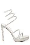 René Caovilla 120mm Margot Satin & Crystals Sandals In White