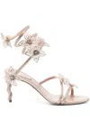 René Caovilla Margot Floral-appliqué Rhinestone Sandals In Pink