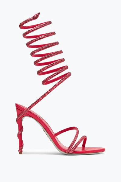 René Caovilla Margot Hibiscus Red Sandal 105 In Pink