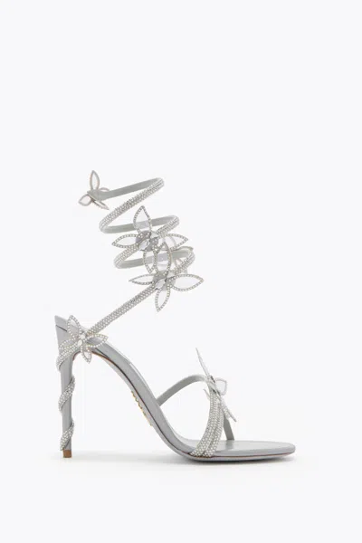 René Caovilla Margot Metallic Silver Sandal 105