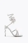 René Caovilla Margot Mirrored Silver Sandal With Butterflies 105 In Silver