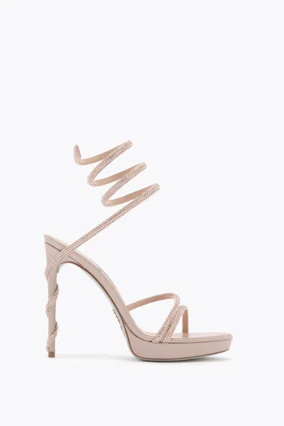 René Caovilla Margot Nude Platform Sandal 120 In Brown