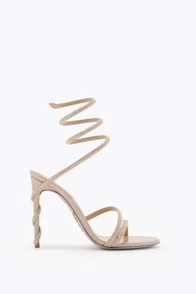 René Caovilla Margot Nude Sandal 105 In Brown