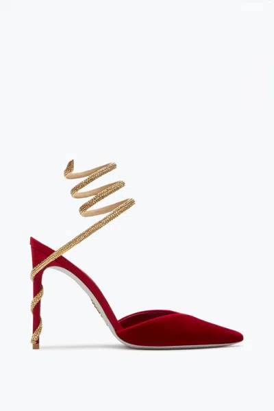 René Caovilla Margot Red And Gold Pump 105