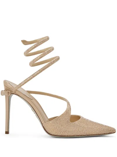 René Caovilla Margot Rhinestone-embellished Pumps In Gold