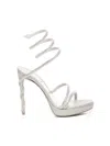 René Caovilla 120mm Margot Satin & Crystals Sandals In Grey
