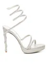 René Caovilla 120mm Margot Satin & Crystals Sandals In Grey