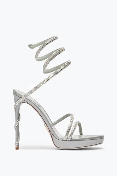 René Caovilla Margot Silver Platform Sandal 120