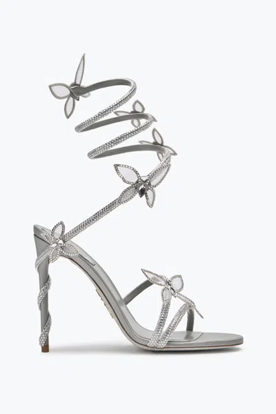 René Caovilla Margot Silver Sandal With Butterflies And Crystals 105