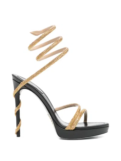 René Caovilla Margot Spiral Embellished Sandals In Black