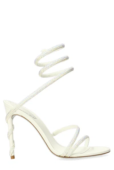 René Caovilla Margot Swarvoski Embellished Sandals In White